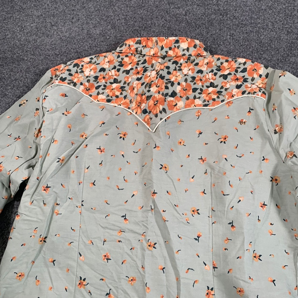 Wrangler Retro Womens XL Floral Western Snap Shirt Sage Green New w/ tags - Picture 11 of 11